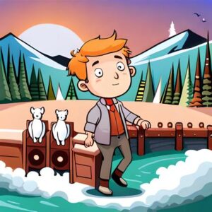 Animal Rescue: A Young Inventor's Adventure - English Short Story for Kids-max and animals crossing raging river