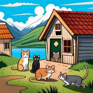 The Brave Little Mouse: Overcoming Fear and Finding Courage-English short story With Morals-group of cats in village